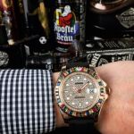 Rolex Yachtmaster Rose Gold Replica Watch Diamond Pave Dial Rainbow Bezel 116695